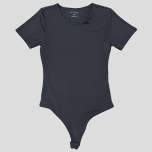 SWS Contour Gray Bodysuit Short Sleeve Fitted Stretch Top Size S